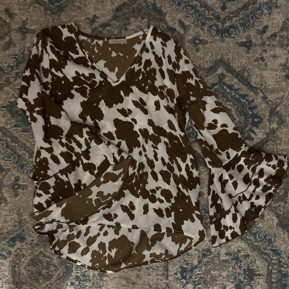 Brown and White Women's Top